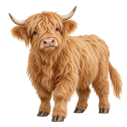 Golden Honey miniature Highland cow contour cut decal artwork