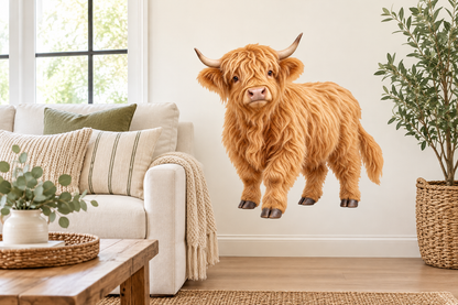 Golden Honey miniature Highland cow decal farmhouse wall mockup