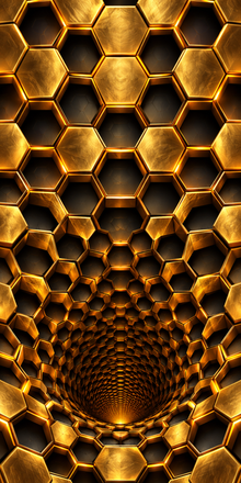 Golden Honeycomb Abyss cornhole wrap hole-free artwork