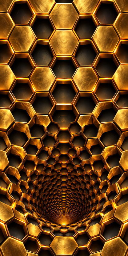 Golden Honeycomb Abyss cornhole wrap hole-free artwork