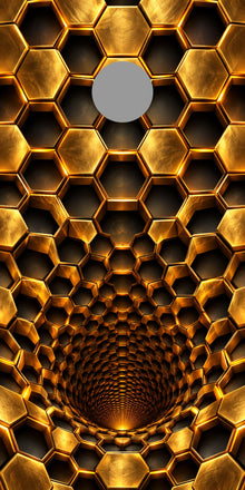 Golden Honeycomb Abyss cornhole wrap proof with regulation hole position
