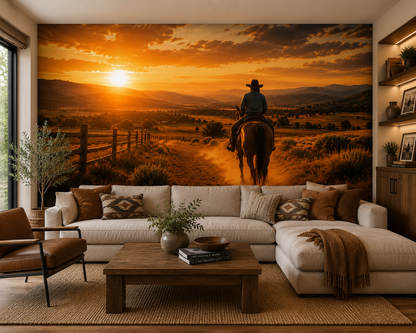 Golden Hour Ranch Ride Wall Mural