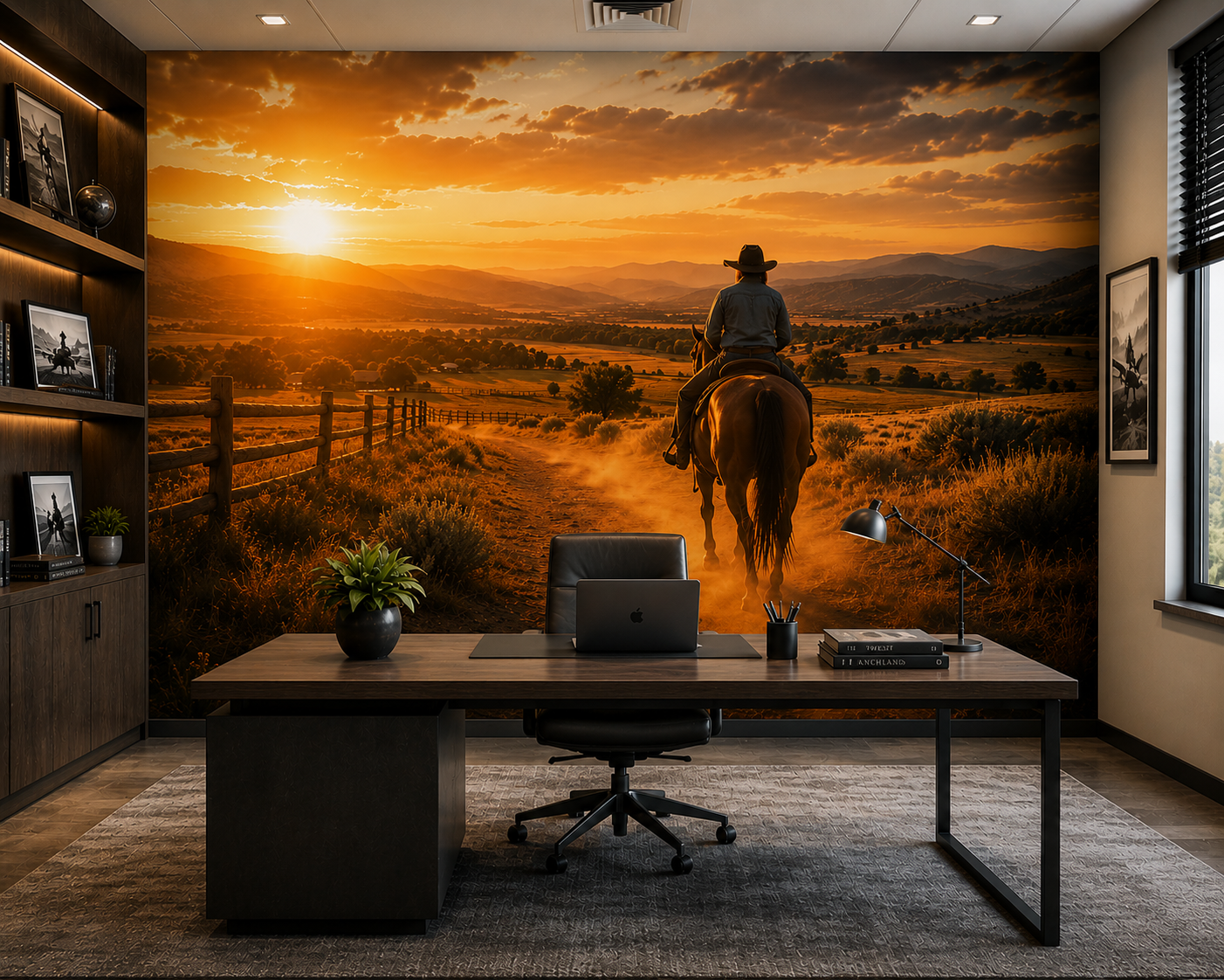Golden Hour Ranch Ride Wall Mural