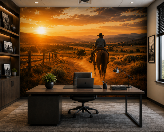 Golden Hour Ranch Ride Wall Mural