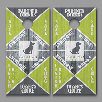 Drinking Game Good Boy Vodka Design Cornhole Board Decal Wraps
