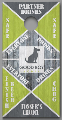 Drinking Game Good Boy Vodka Design Cornhole Board Decal Wraps