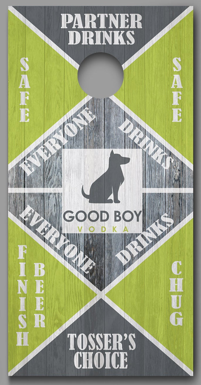 Drinking Game Good Boy Vodka Design Cornhole Board Decal Wraps