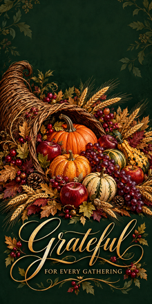 Grateful Gatherings Cornucopia Cornhole Board Wraps artwork without hole