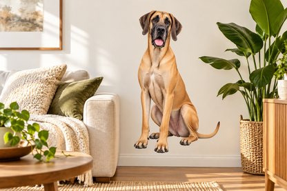 Great Dane contour cut dog decal on a living room wall
