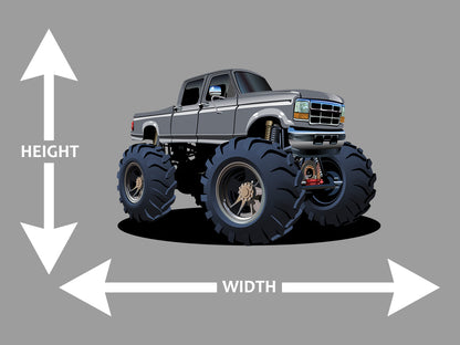 Grey Cartoon Monster Truck Wall Art Decal