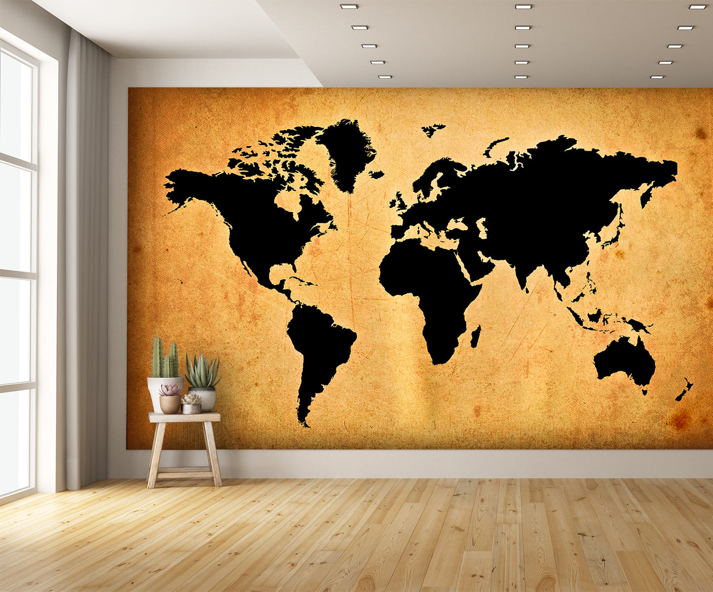 Grunge World Map Wallpaper Sepia Wall Mural Vintage extra room