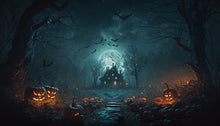 Halloween Haunted House Wallpaper Pumpkin Trail Wall Mural proof