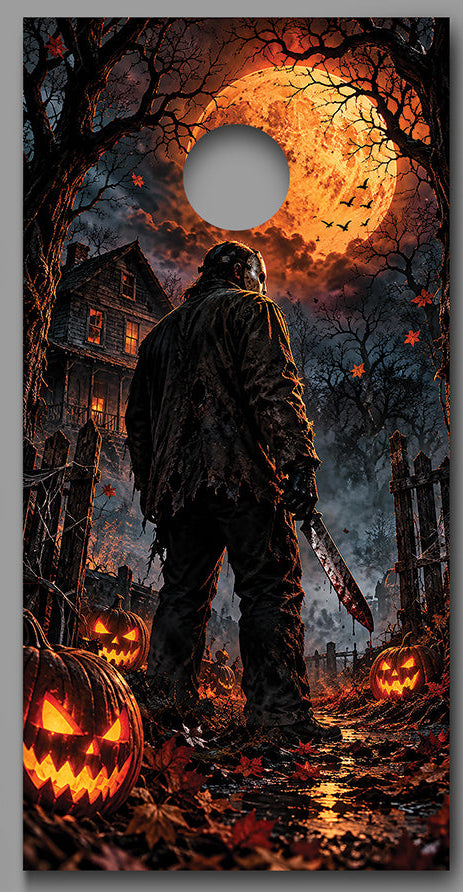 Halloween Horror Cornhole Board Decal Wrap