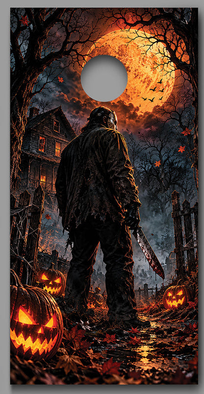 Halloween Horror Cornhole Board Decal Wrap