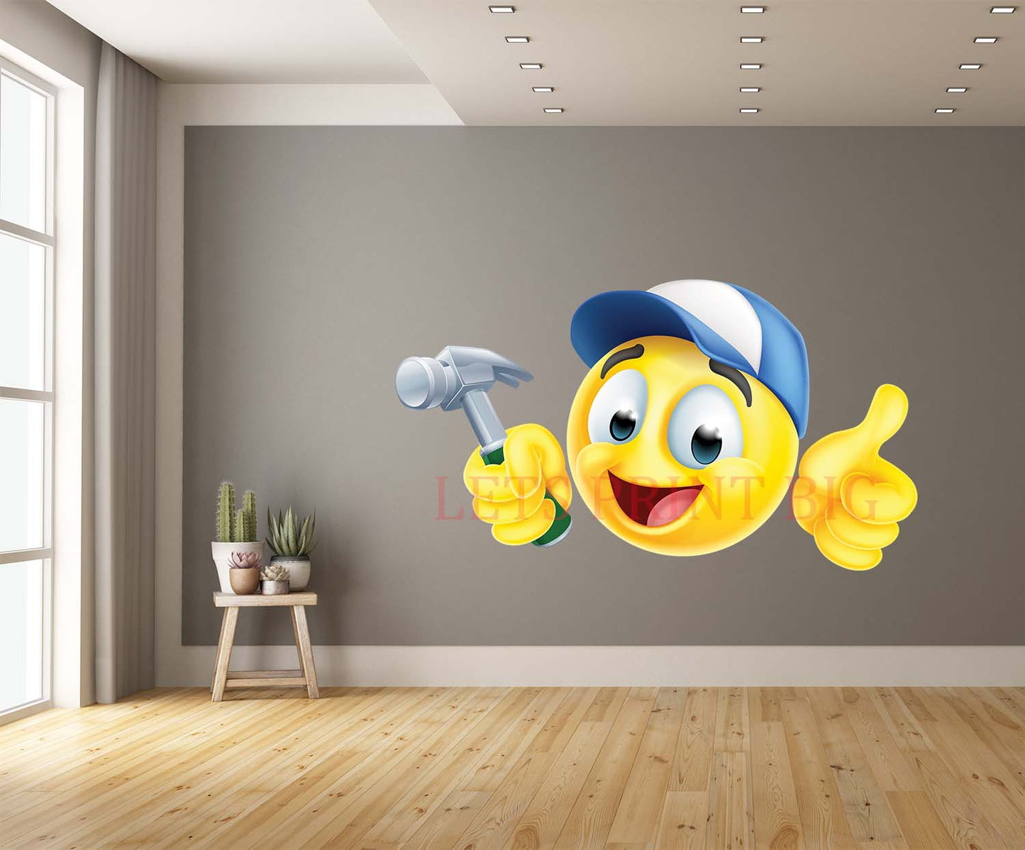 Handyman Cartoon Emotion With Hammer Wall Art Decal