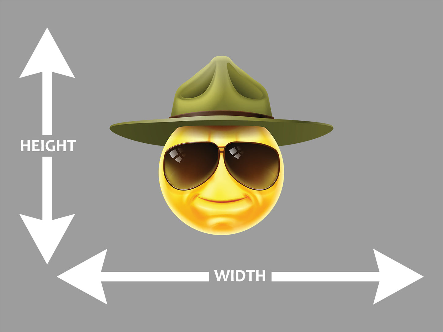 Happy Drill Sergeant Emotion Cartoon Face Wall Art Decal