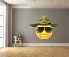 Happy Drill Sergeant Emotion Cartoon Face Wall Art Decal