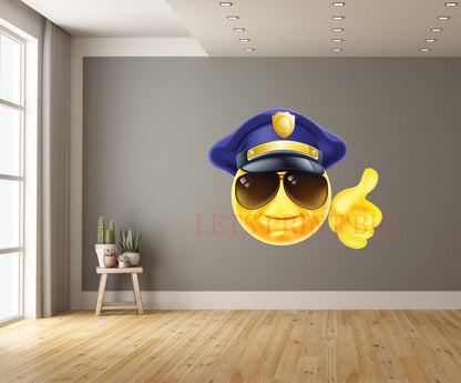 Happy Policeman Emotion Cartoon Wall Art Decal