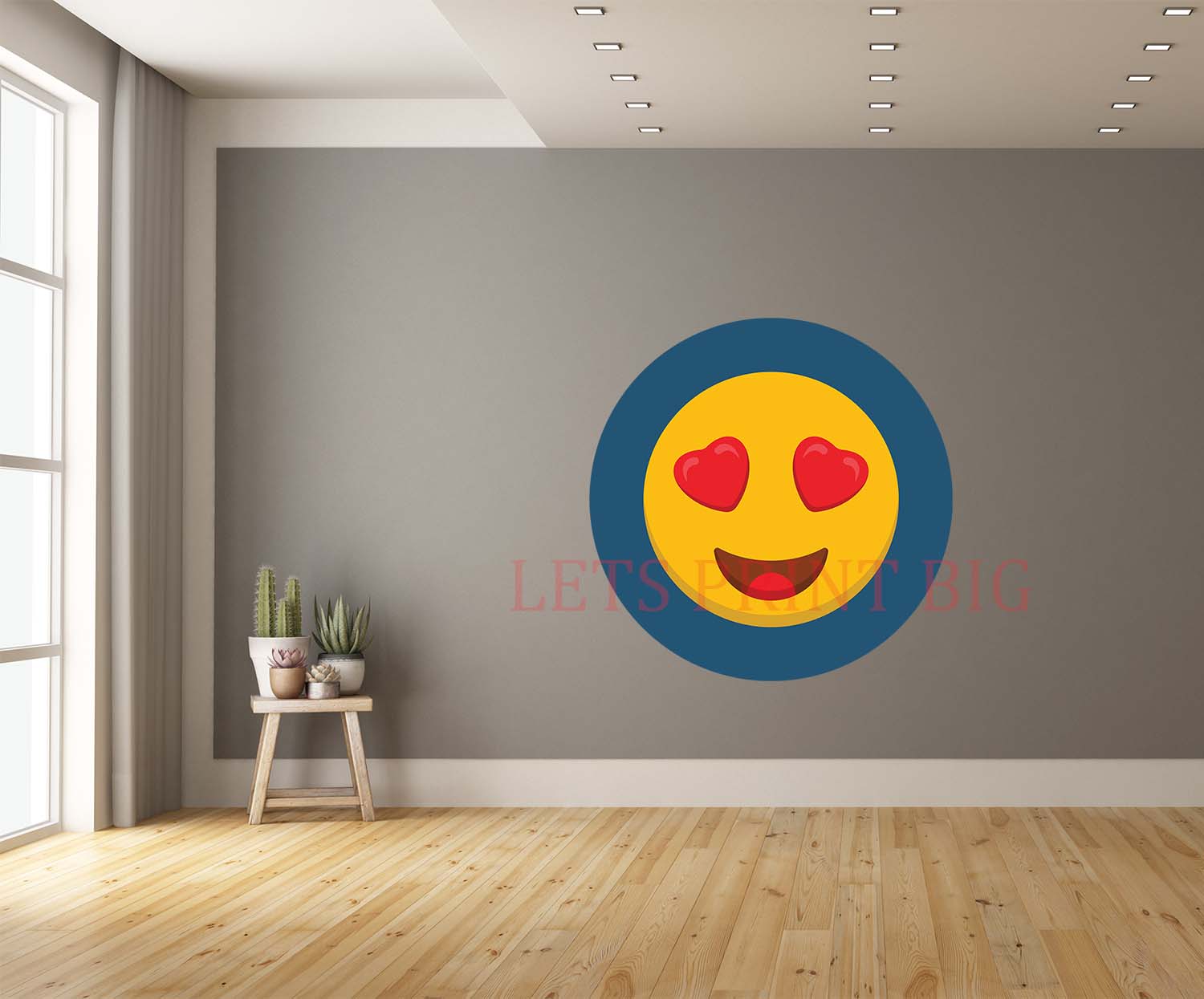 Heart Eyes Emotion Cartoon Face Wall Art Decal