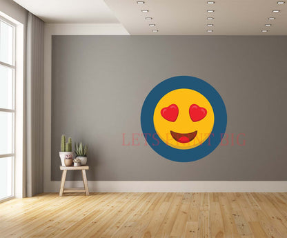 Heart Eyes Emotion Cartoon Face Wall Art Decal