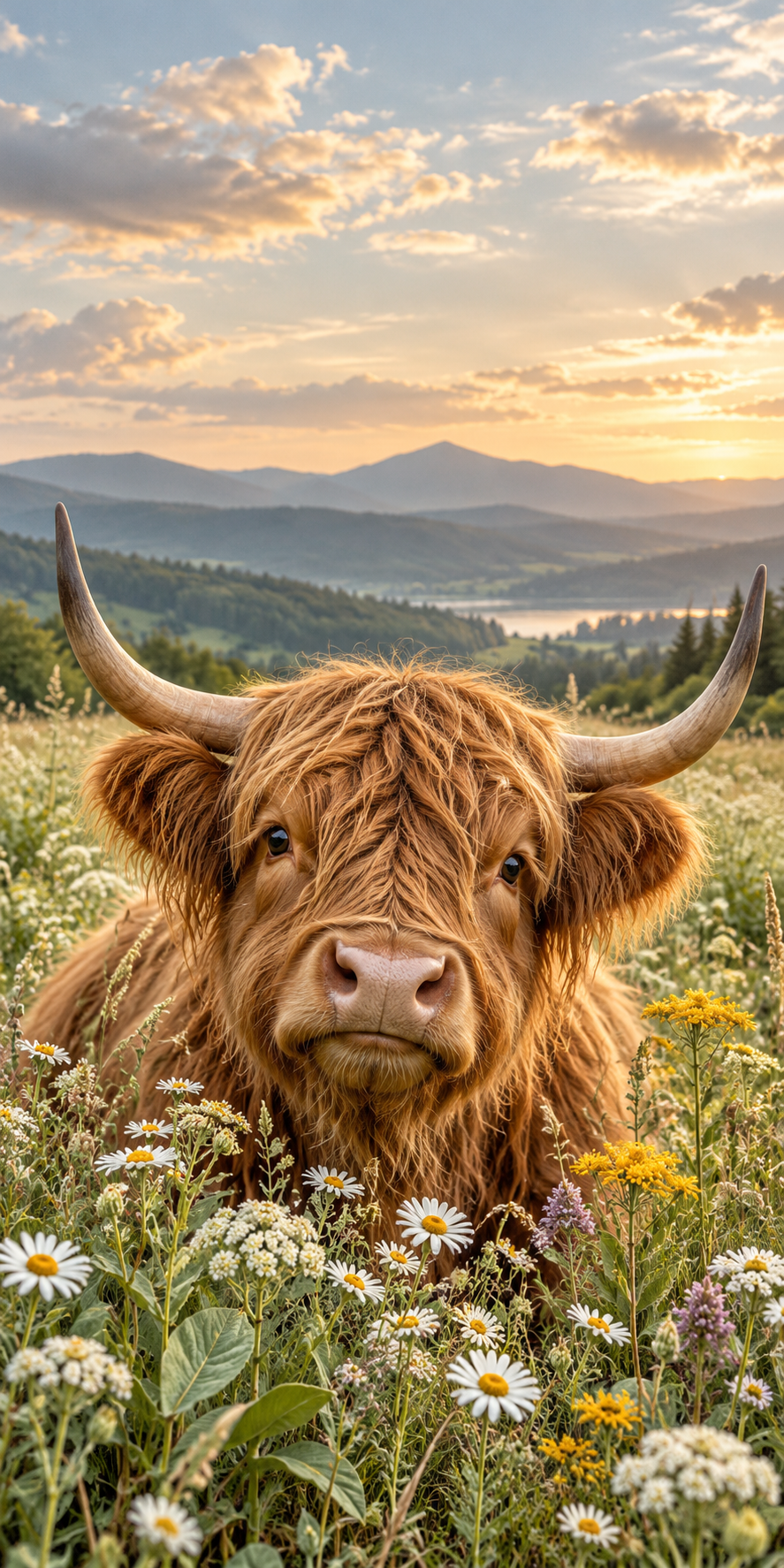 Highland Cow Meadow hole-free print artwork
