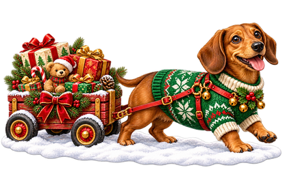 Holiday Dachshund Delivery standalone decal only