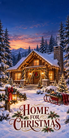 Home for Christmas Cozy Cabin Cornhole Board Wraps artwork without hole