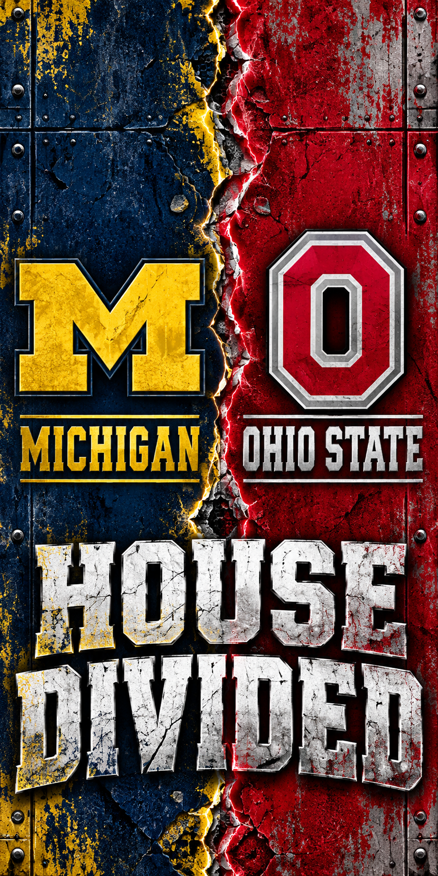 House Divided Michigan and Ohio State example artwork; customers choose their two colleges