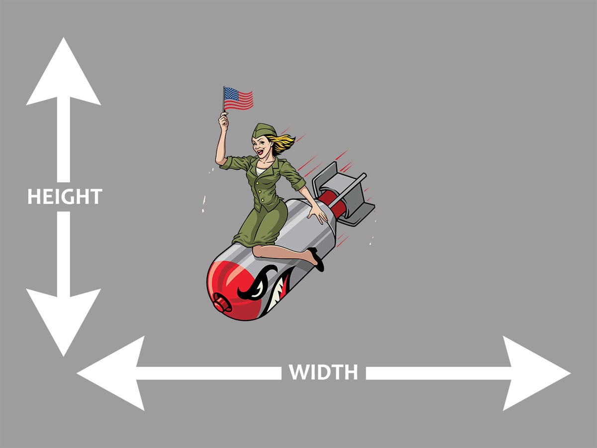 Pin Up Rabbit Girl Riding A Bomb USA Pinup Girl Riding a Nuclear Bomb Wall Art Decal – Let's Print Big
