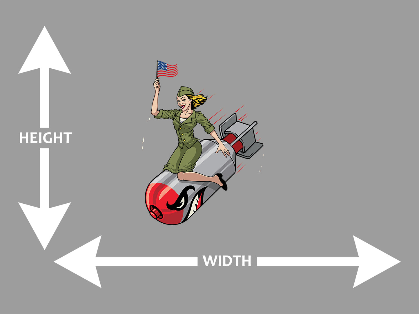 USA Pinup Girl Riding a Nuclear Bomb Wall Art Decal