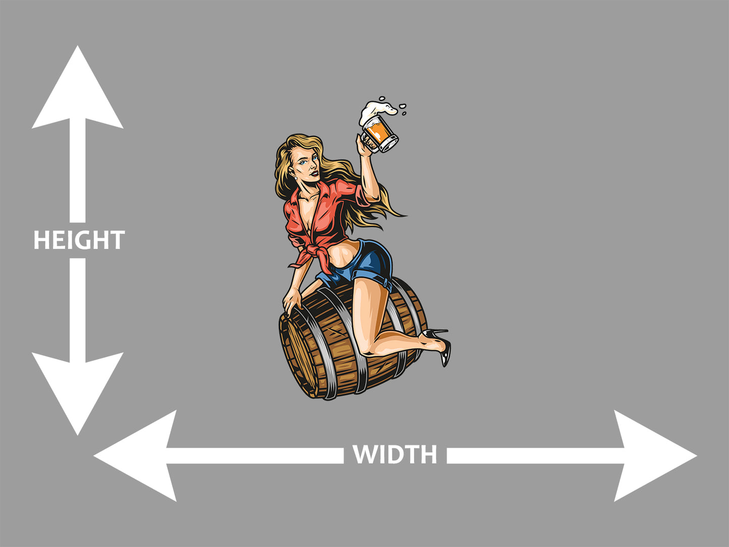 Pinup Girl Riding A Barrel Holding A Beer Wall Art Decal