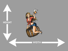 Pinup Girl Riding A Barrel Holding A Beer Wall Art Decal