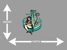 Siren Mermaid Pinup Girl Sitting on Anchor Wall Art Decal