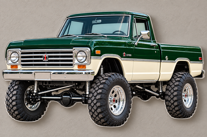 1965 International Harvester D1100 Forest Green and Ivory acrylic sign wall mockup