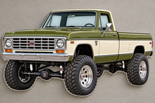 1974 International Harvester 200 Olive Green and Ivory acrylic sign wall mockup