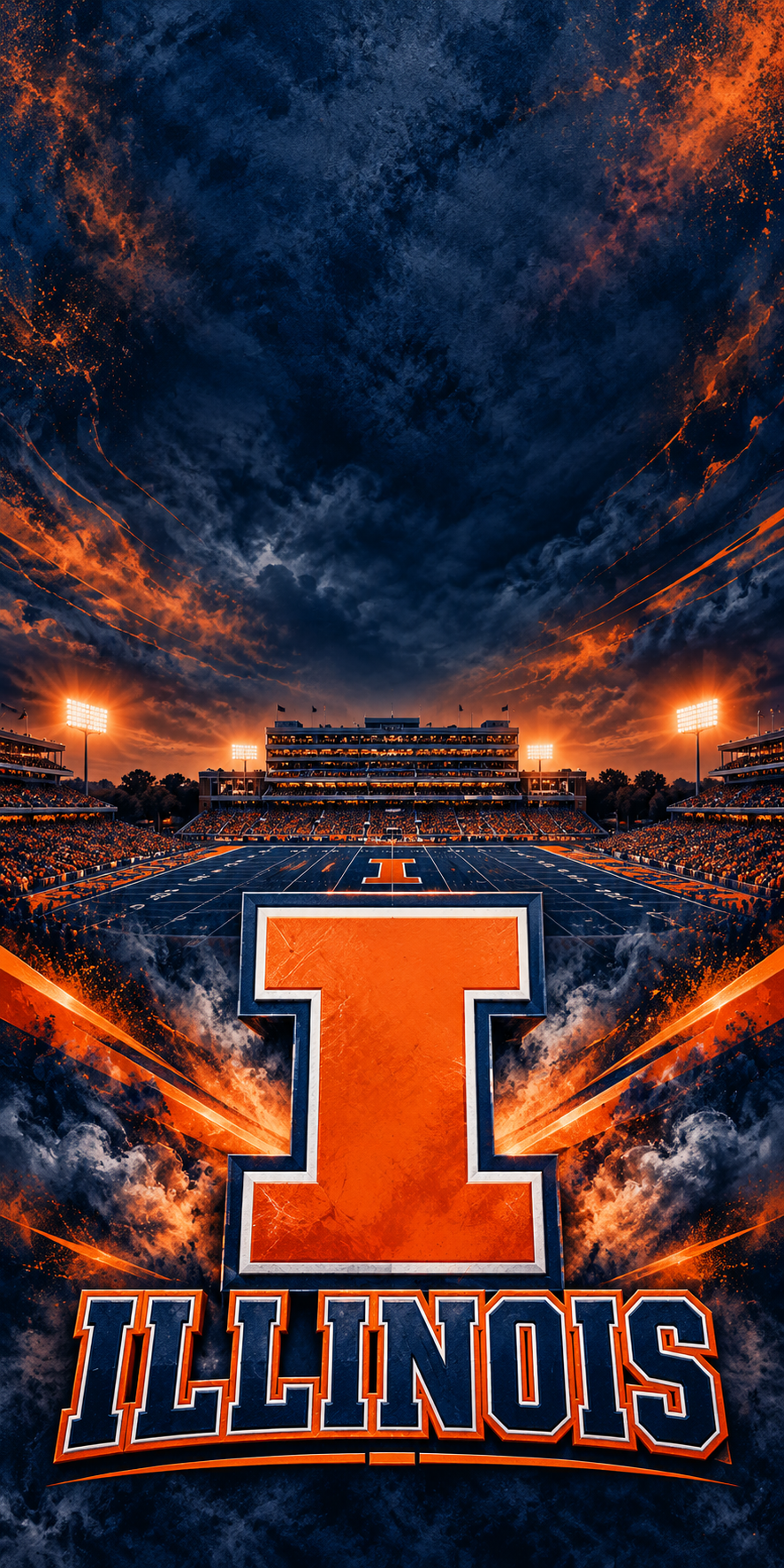 Illinois Orange Inferno cornhole wrap complete artwork without hole