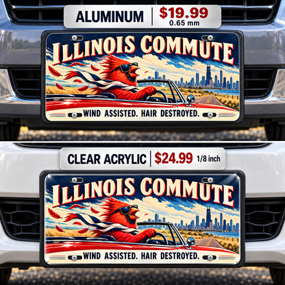 Illinois Wind Assisted funny license plate — aluminum and acrylic vehicle mockups