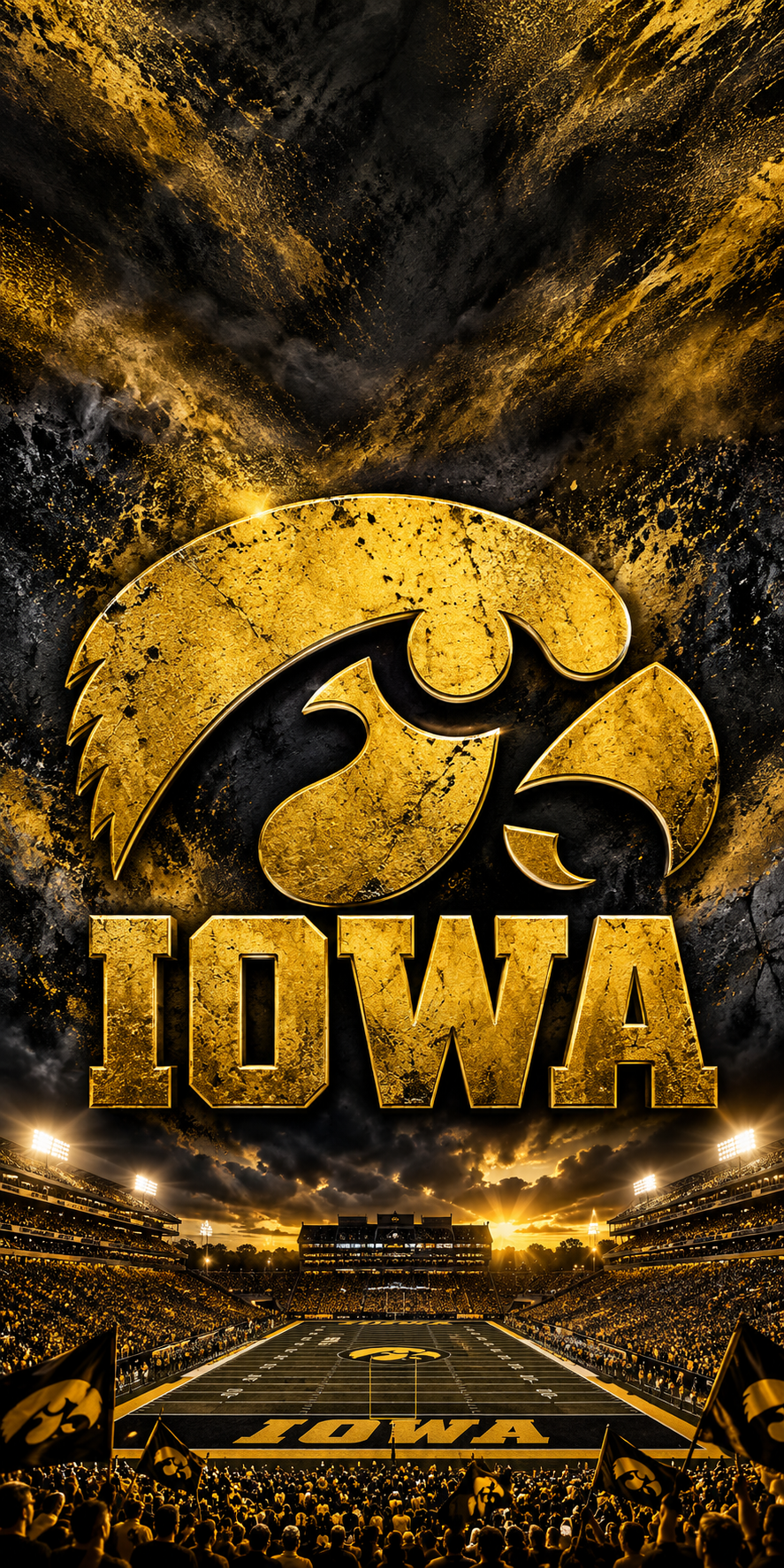 Iowa Hawkeye Gold Rush cornhole wrap complete artwork without hole