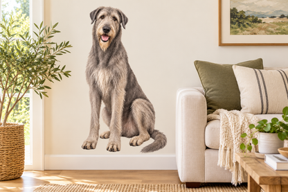 Irish Wolfhound contour cut dog decal living room mockup