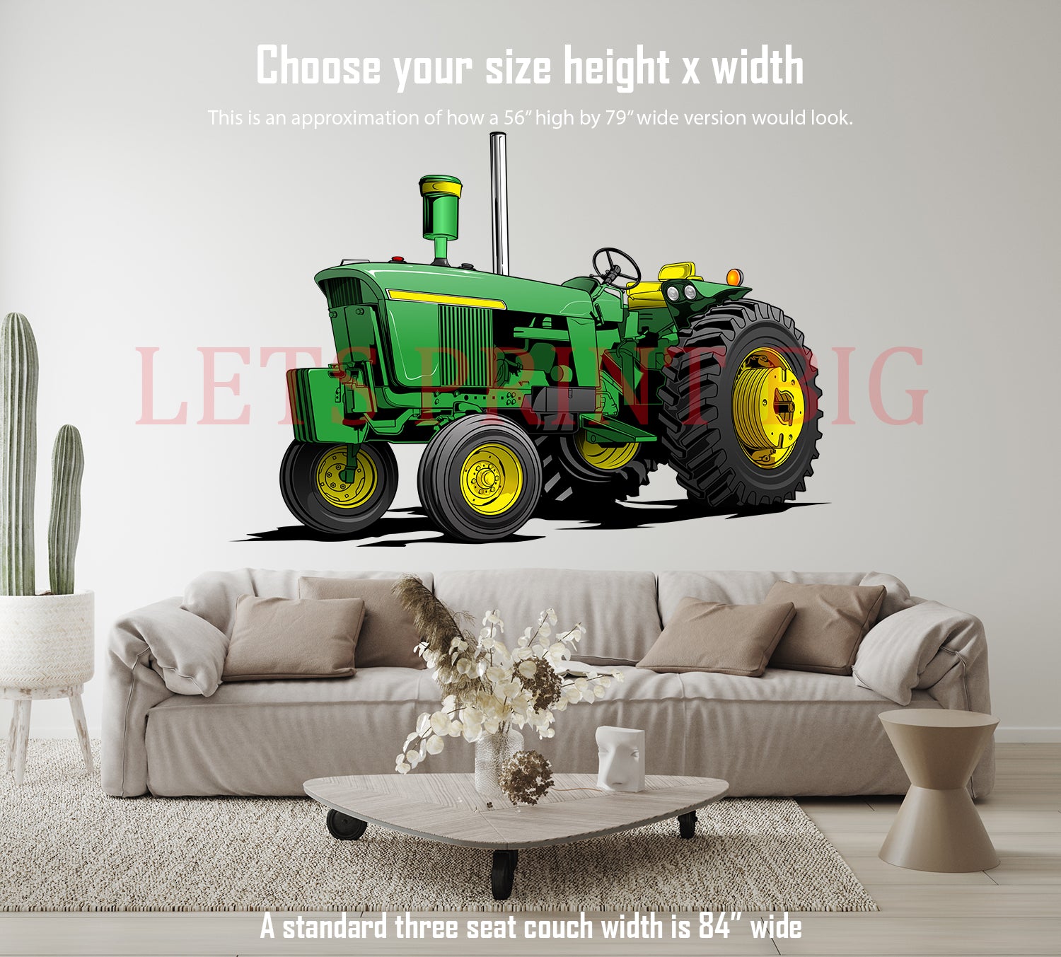 Green Classic Tractor Wall Art contour cut decal