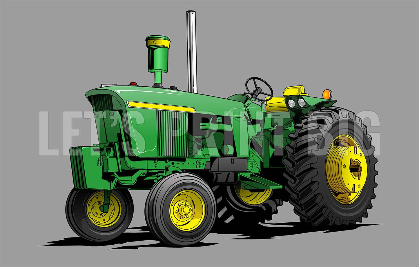 Green Classic Tractor Wall Art contour cut decal