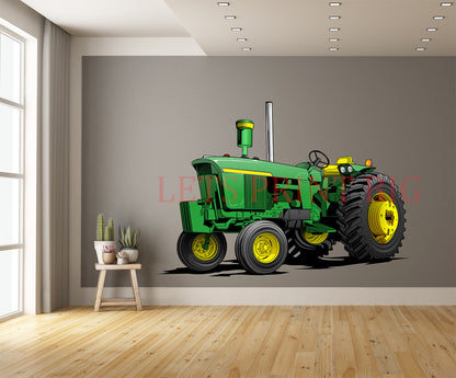 Green Classic Tractor Wall Art contour cut decal