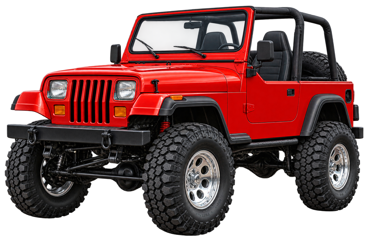 1987 Jeep Wrangler YJ 4x4 Bright Red – Contour Cut Decal artwork