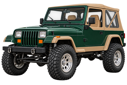 1991 Jeep Wrangler YJ 4x4 Forest Green & Tan – Contour Cut Decal artwork