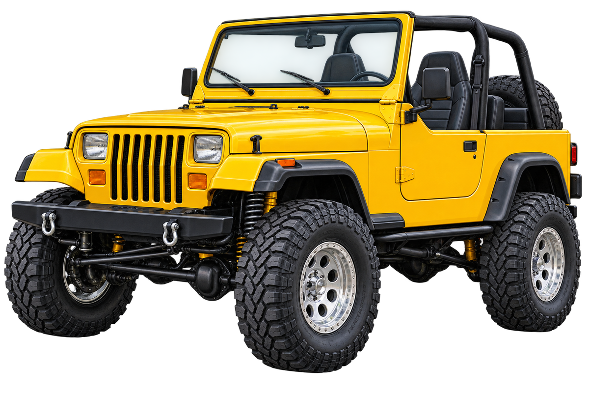 1993 Jeep Wrangler YJ 4x4 Sunburst Yellow – Contour Cut Decal artwork