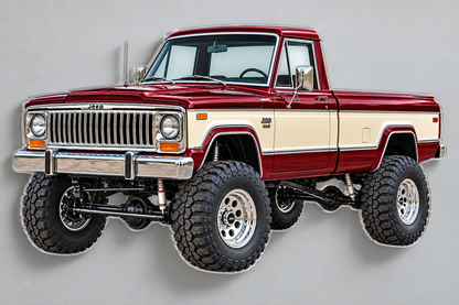 1976 Jeep J20 clear acrylic contour-cut sign angled floating wall view