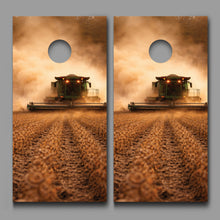 Harvesting Soybeans at Dusk in the Dust Corn hole Decal Wraps