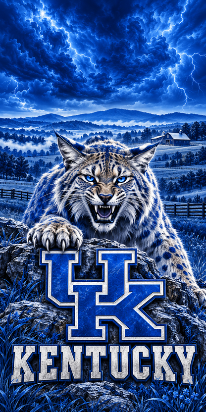 Kentucky Bluegrass Wildcat cornhole wrap complete artwork without hole