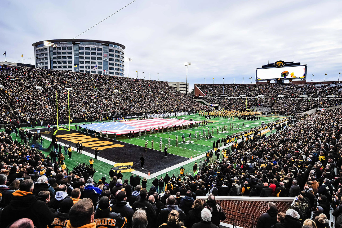Kinnick Football Stadium Daytime American Flag Wall Mural
