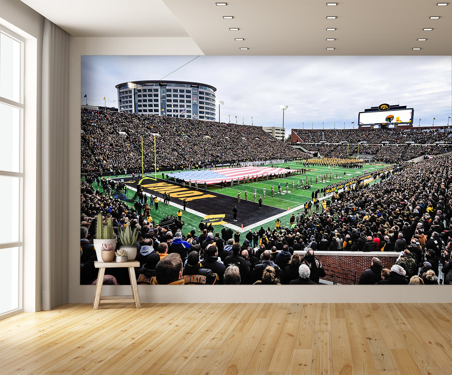 Kinnick Football Stadium Daytime American Flag Wall Mural